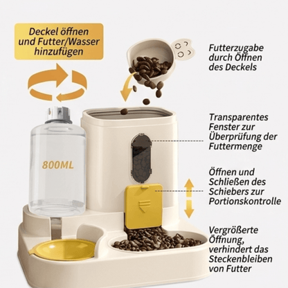 Automatischer 2 - in - 1 Katzenfutterautomat – Integriertes Wasser - und Futtersystem - TRENDisch.de