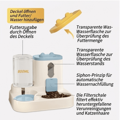 Automatischer 2 - in - 1 Katzenfutterautomat – Integriertes Wasser - und Futtersystem - TRENDisch.de