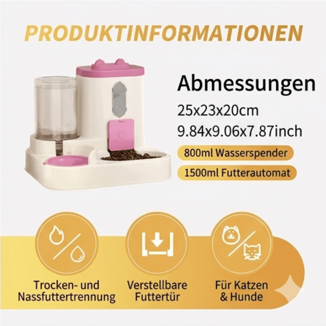 Automatischer 2 - in - 1 Katzenfutterautomat – Integriertes Wasser - und Futtersystem - TRENDisch.de