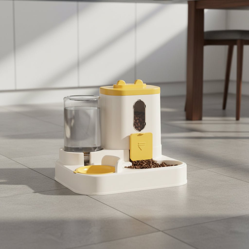 Automatischer 2 - in - 1 Katzenfutterautomat – Integriertes Wasser - und Futtersystem - TRENDisch.de
